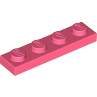Lego destička 1x4, korálová (6258095)